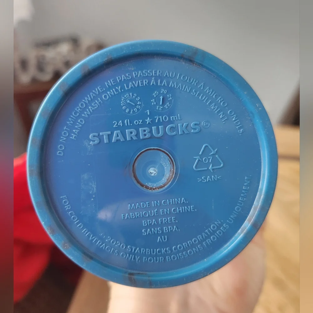 Starbucks Tie-Dye Color Waves Red and Blue Tumbler NWOT